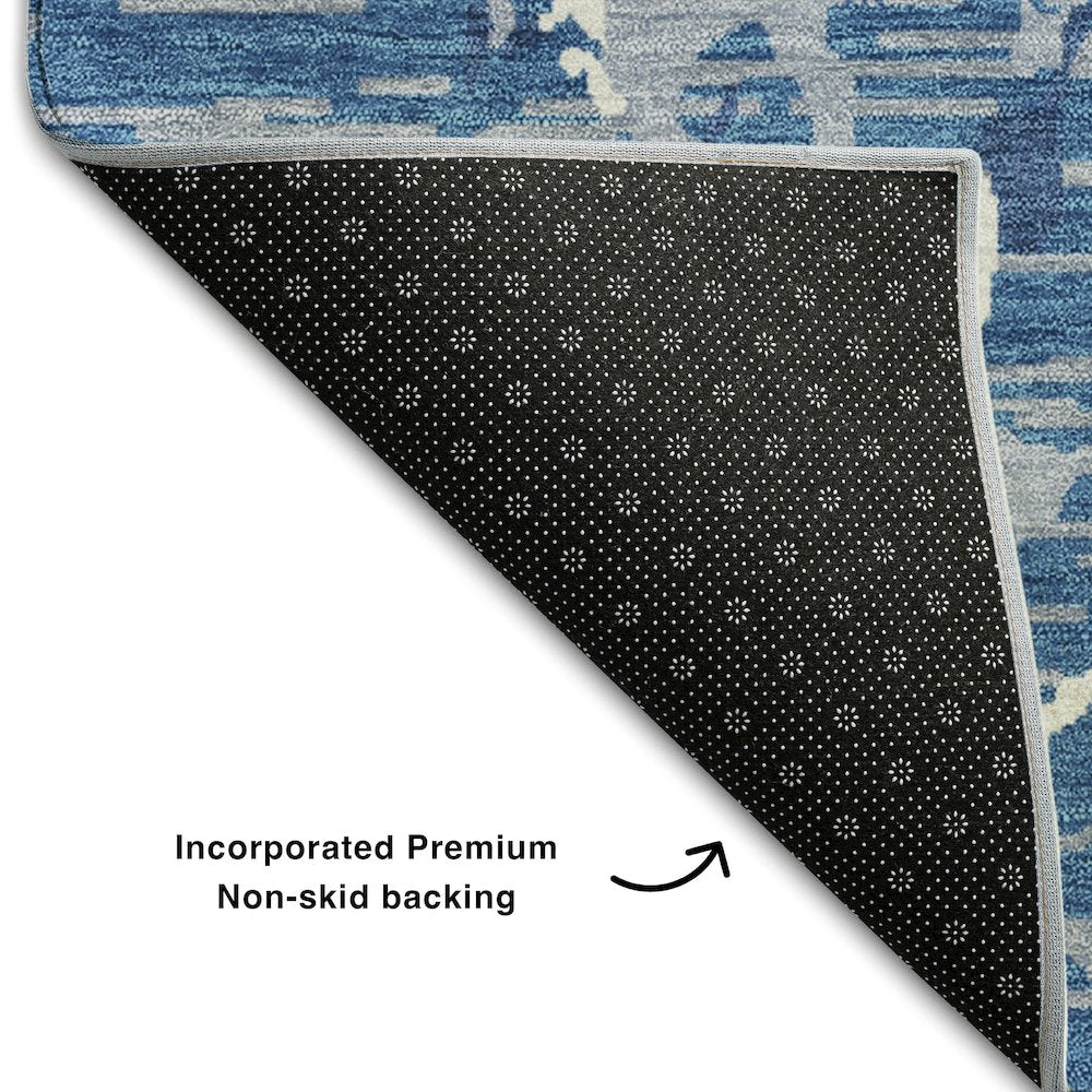 Premium Machine Washable Mayfield AMF1046 Blue 3' x 5' Rug