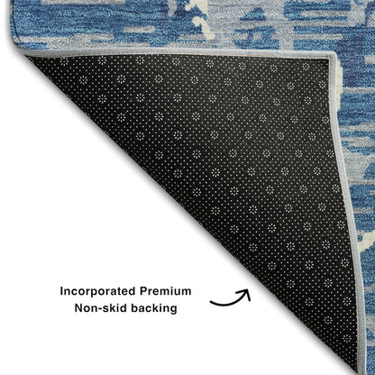 Premium Machine Washable Mayfield AMF1046 Blue 3' x 5' Rug