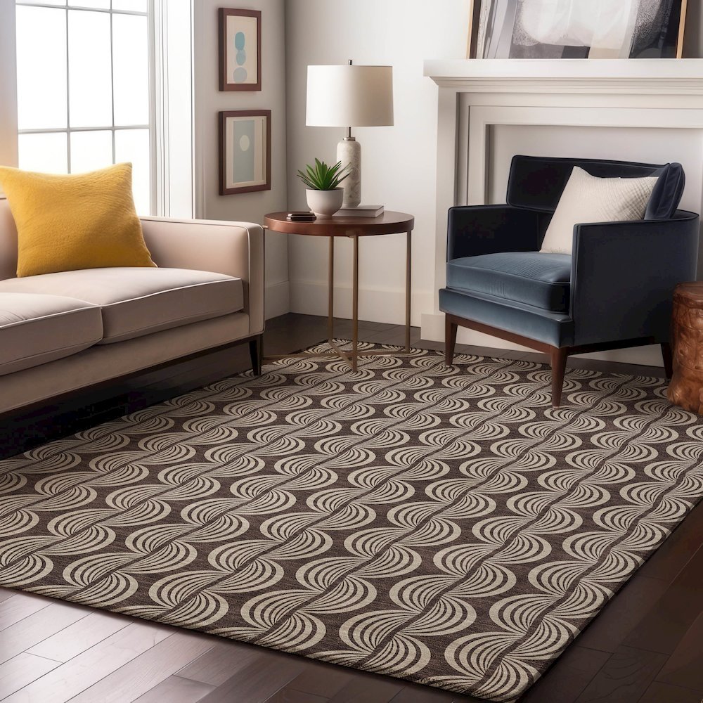 Premium Machine Washable Mayfield AMF1055 Fudge 8' x 10' Rug