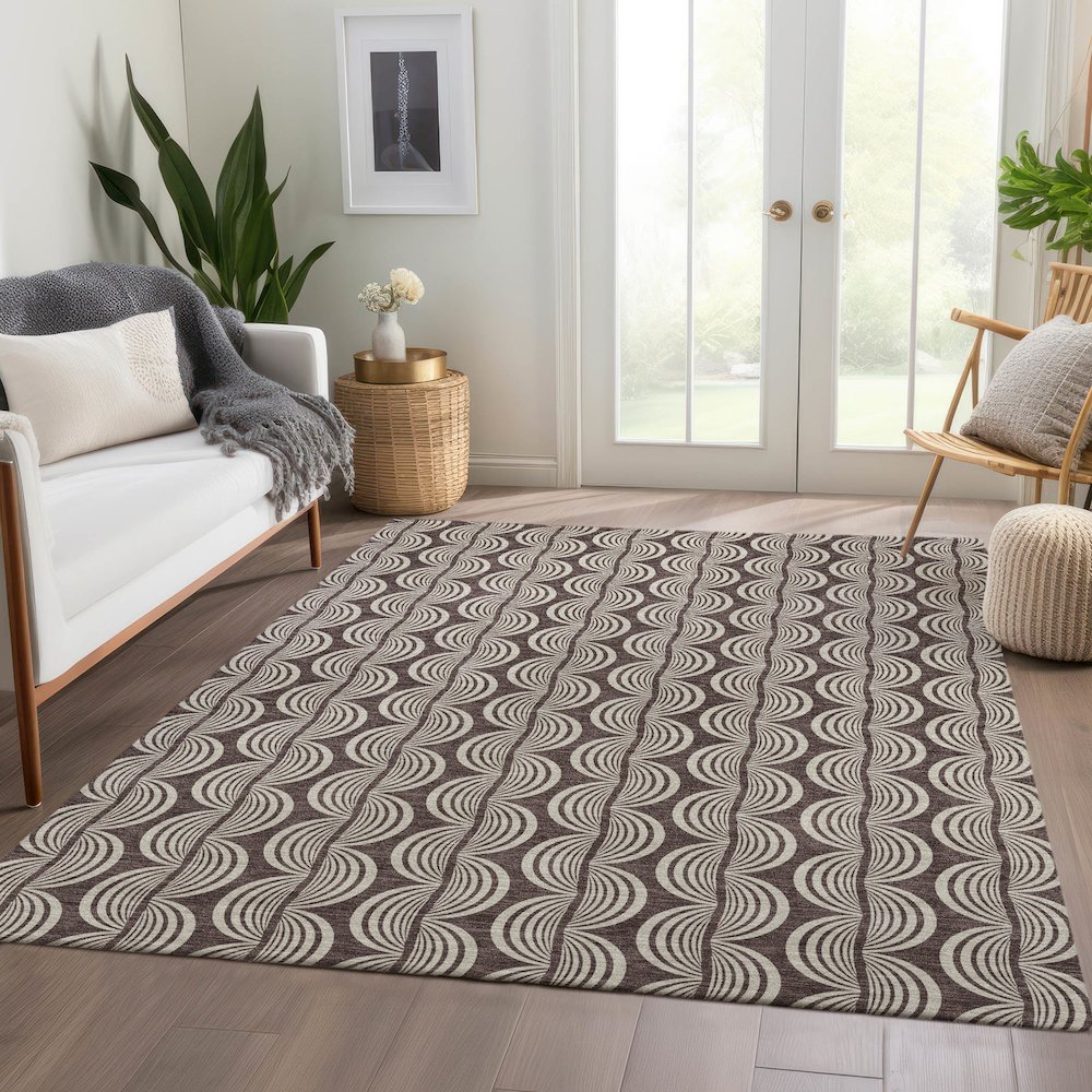 Premium Machine Washable Mayfield AMF1055 Fudge 8' x 10' Rug
