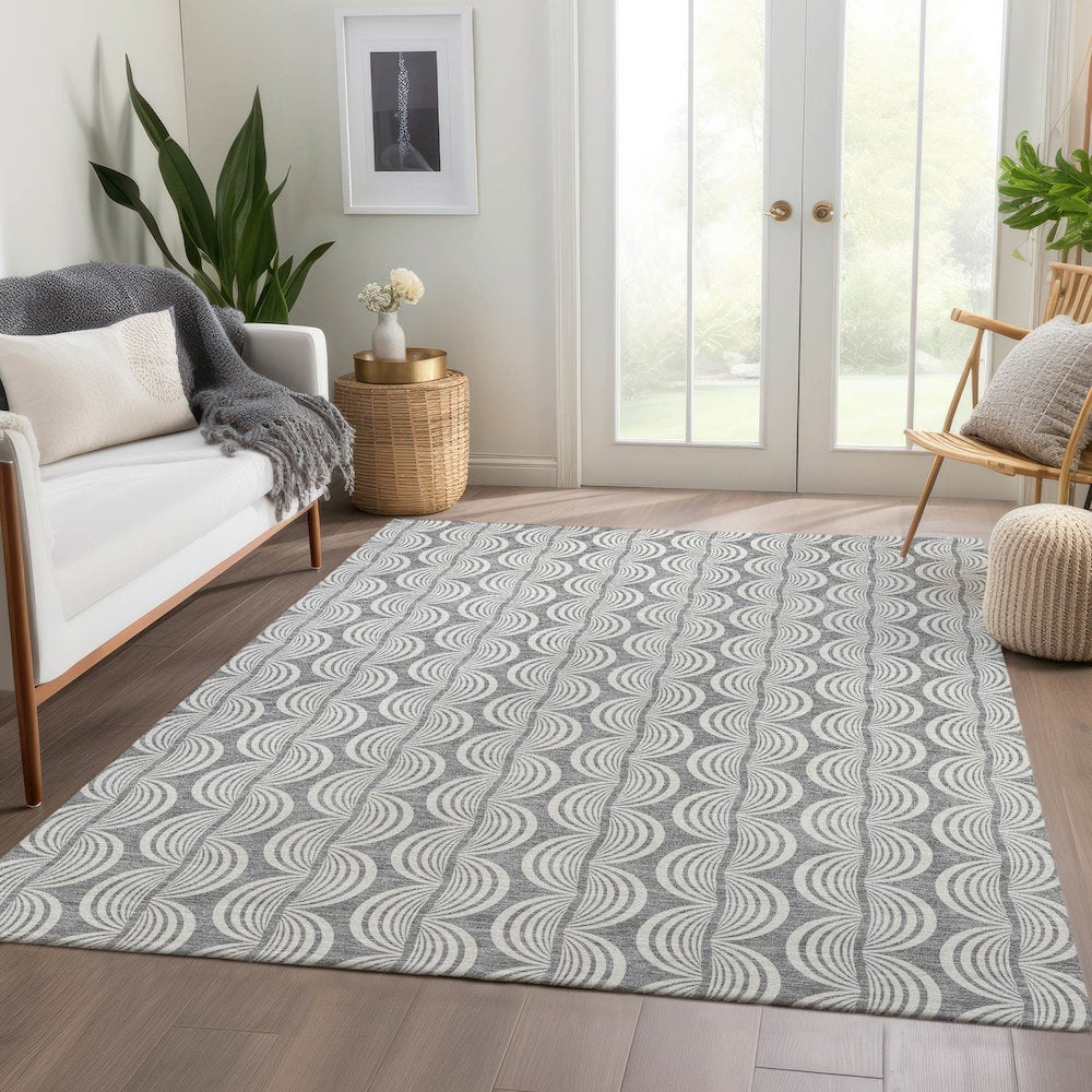Premium Machine Washable Mayfield AMF1055 Gray 8' x 10' Rug