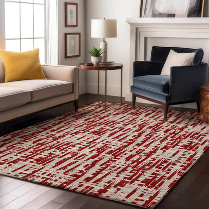 Premium Machine Washable Mayfield AMF1059 Red 8' x 10' Rug