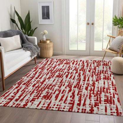 Premium Machine Washable Mayfield AMF1059 Red 8' x 10' Rug