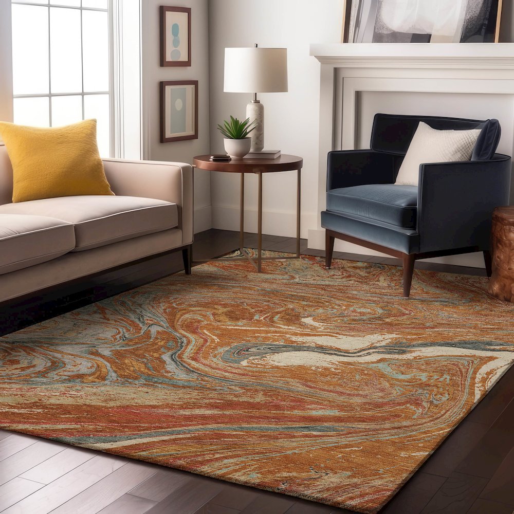 Premium Machine Washable Mayfield AMF1061 Paprika 8' x 10' Rug
