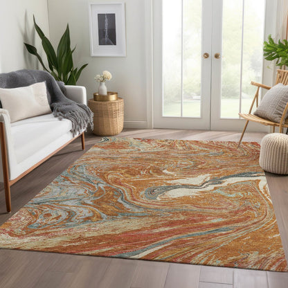 Premium Machine Washable Mayfield AMF1061 Paprika 8' x 10' Rug