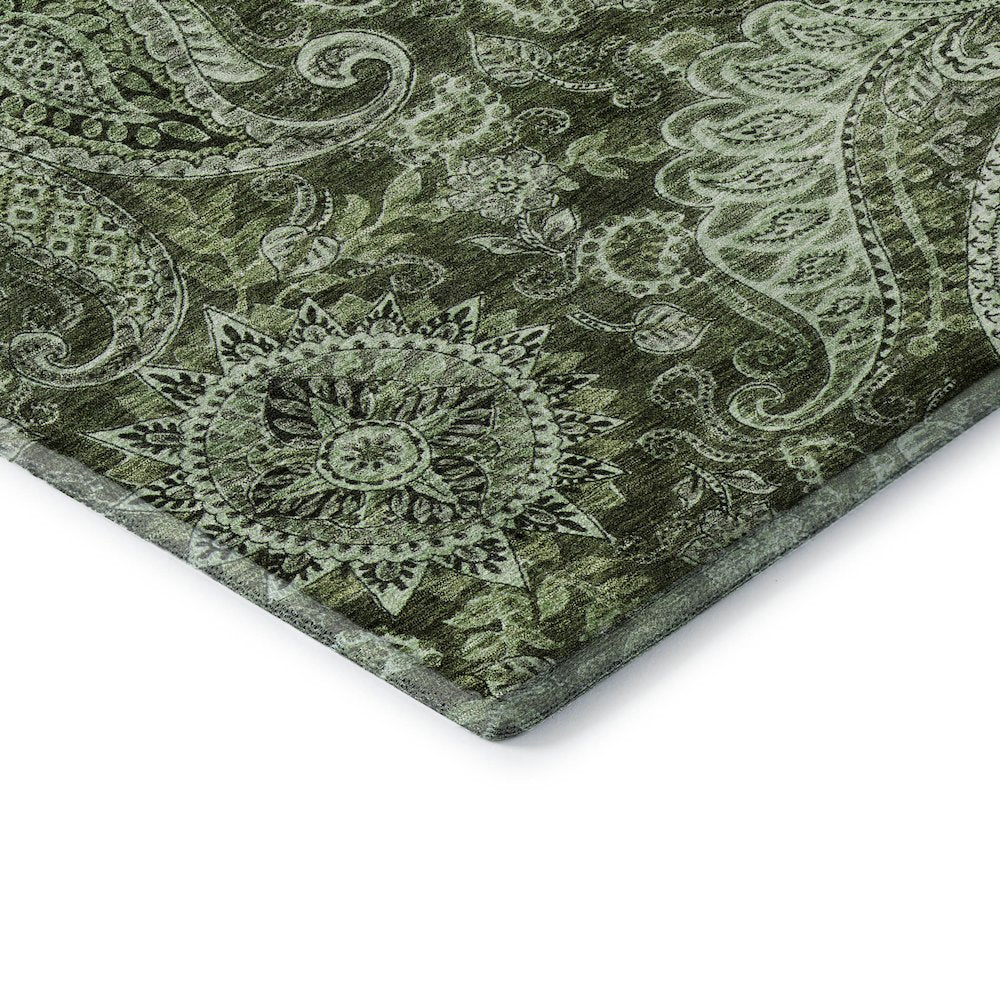 Premium Machine Washable Mayfield AMF1078 Olive 3' x 5' Rug