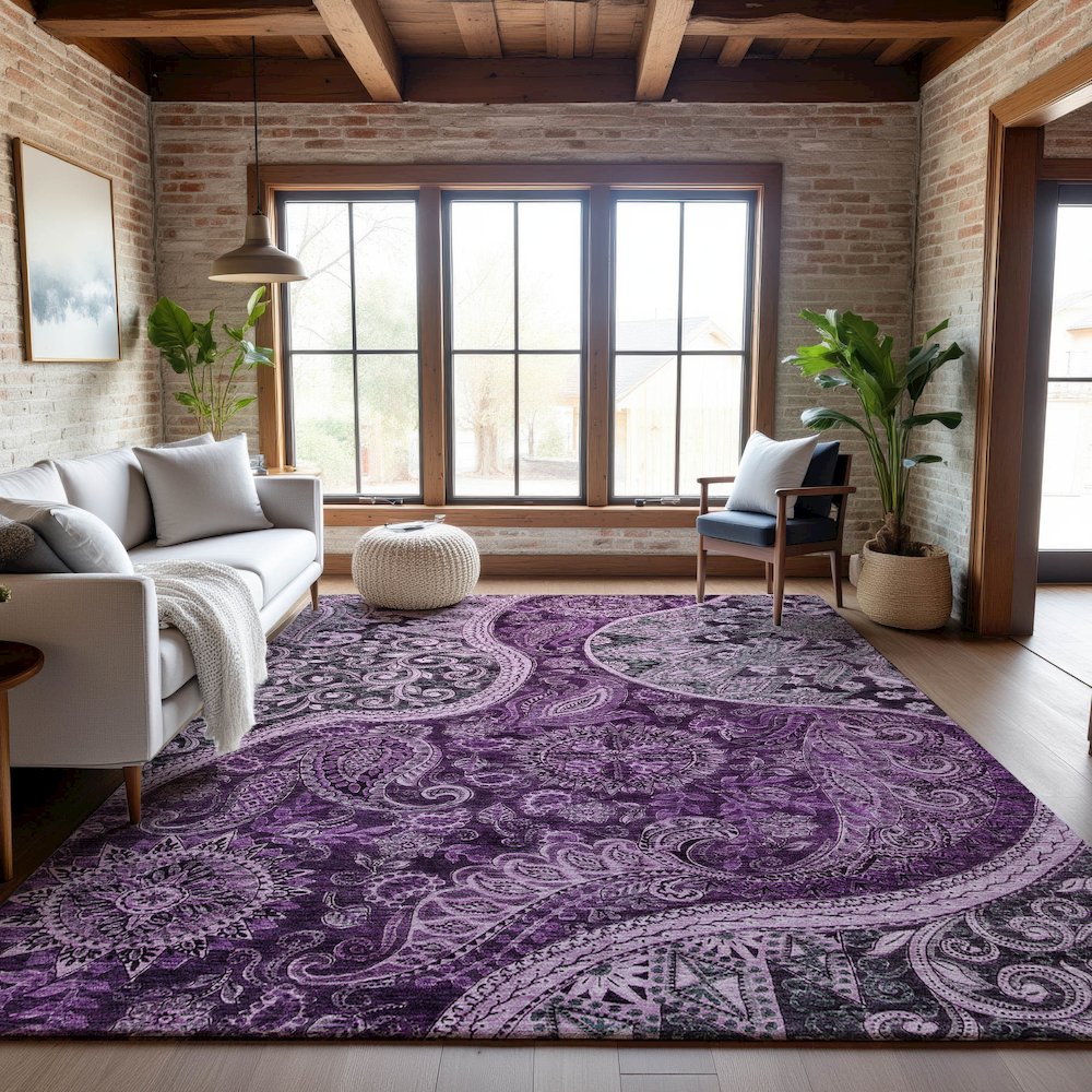 Premium Machine Washable Mayfield AMF1078 Purple 8' x 10' Rug