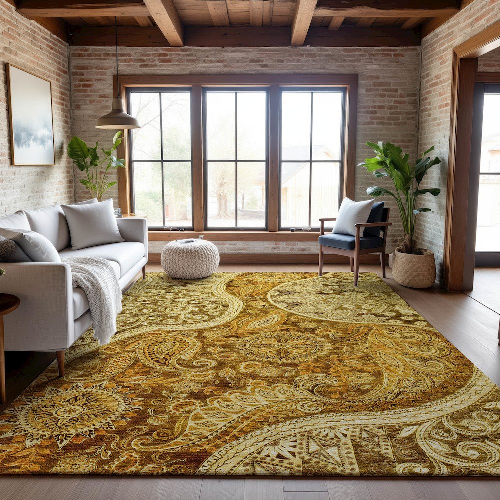 Premium Machine Washable Mayfield AMF1078 Terracotta 8' x 10' Rug