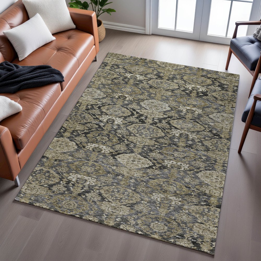 Premium Machine Washable Mayfield AMF1084 Charcoal 8' x 10' Rug