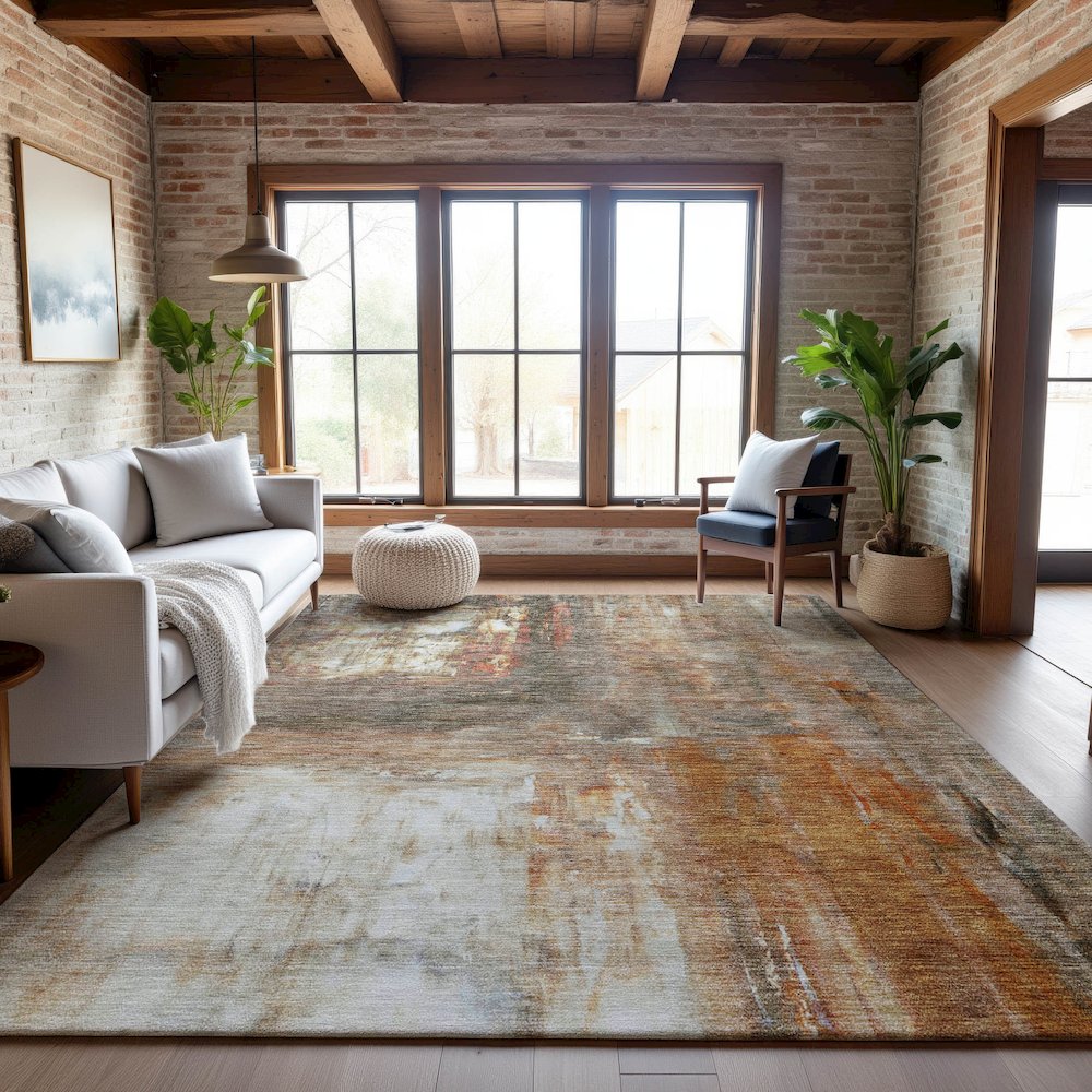 Premium Machine Washable Mayfield AMF1095 Copper 8' x 10' Rug