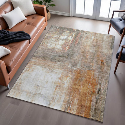 Premium Machine Washable Mayfield AMF1095 Copper 8' x 10' Rug