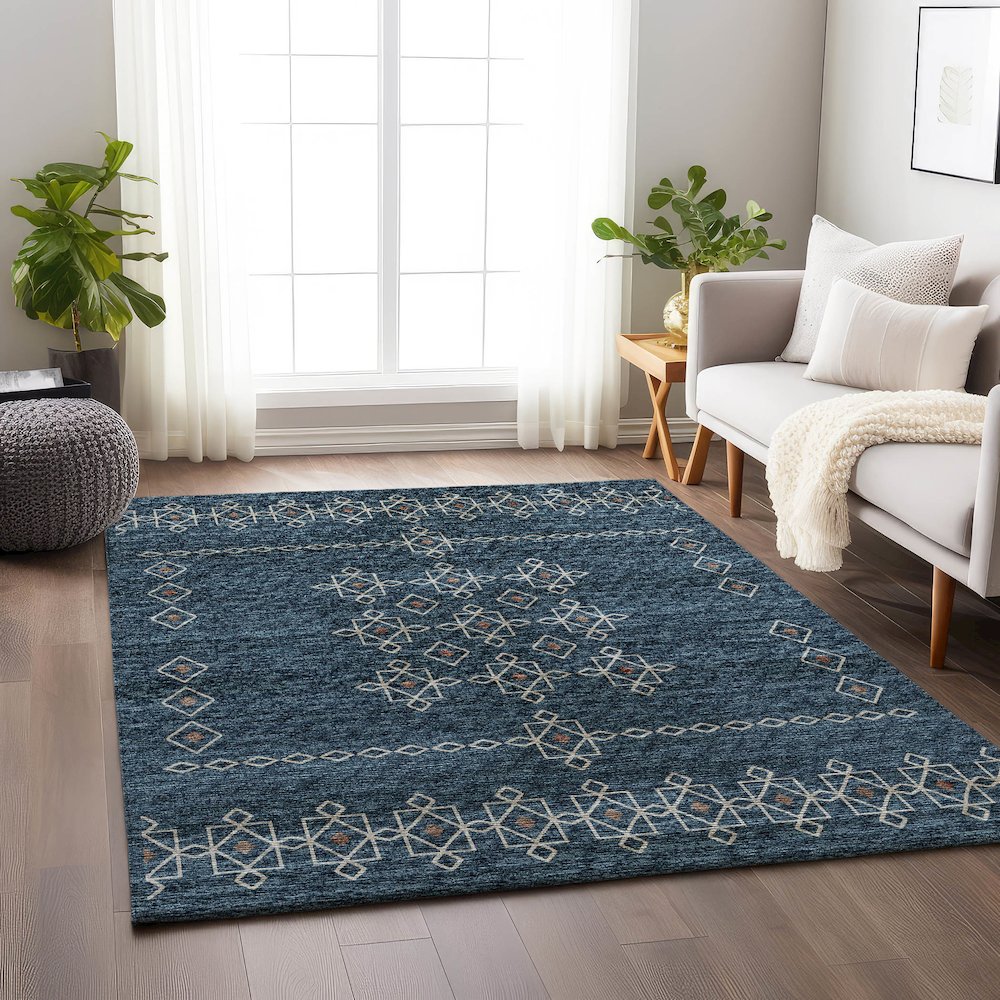 Premium Machine Washable Mayfield  Blue 8' x 10' Rug