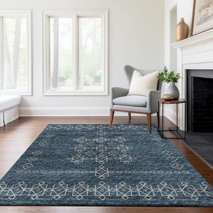 Premium Machine Washable Mayfield  Blue 8' x 10' Rug