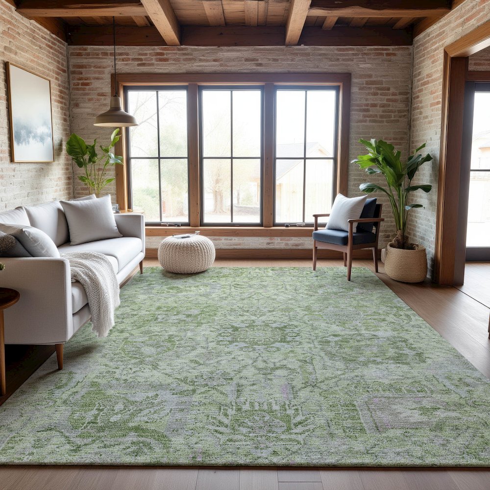 Premium Machine Washable Mayfield AMF1102 Mint 8' x 10' Rug
