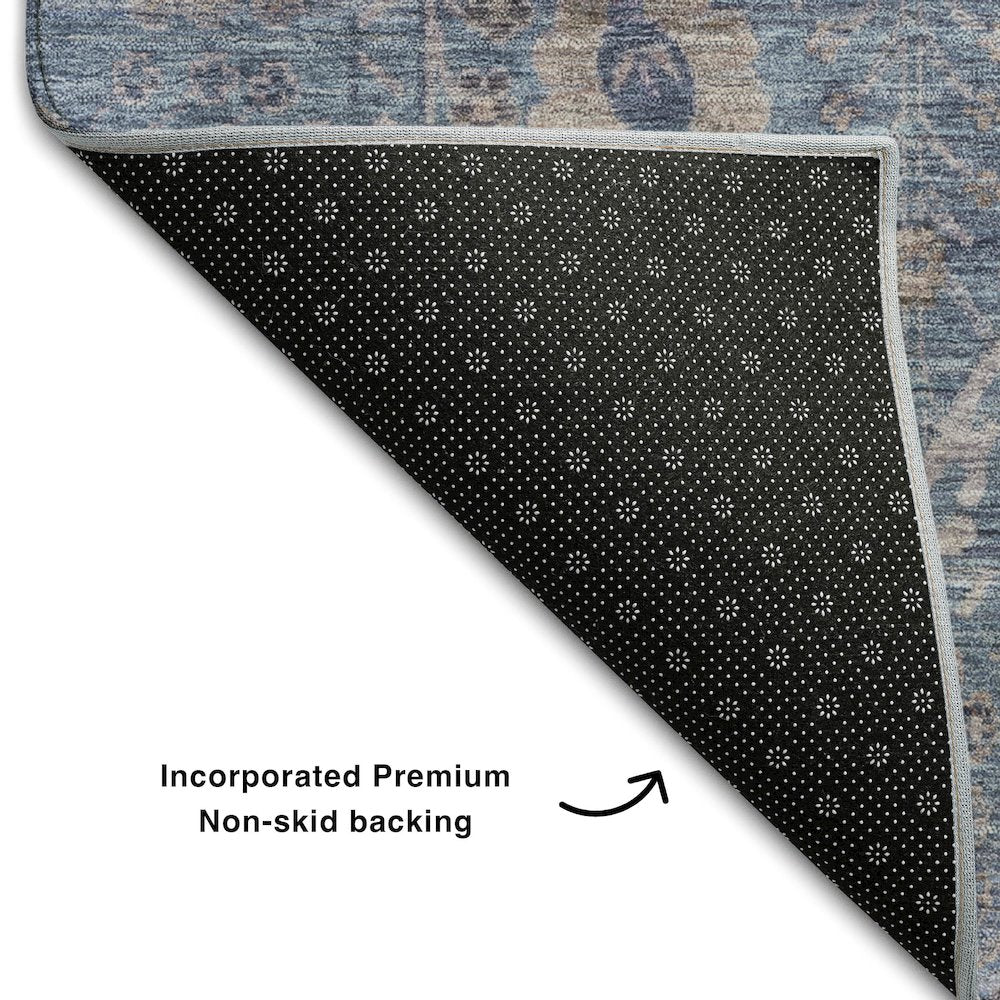 Premium Machine Washable Mayfield AMF1106 Blue 3' x 5' Rug