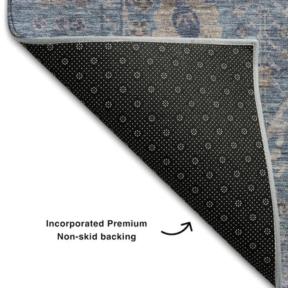 Premium Machine Washable Mayfield AMF1106 Blue 3' x 5' Rug