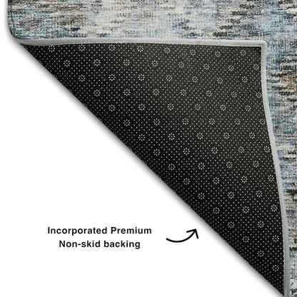 Premium Machine Washable Mayfield AMF1109 Blue 3' x 5' Rug
