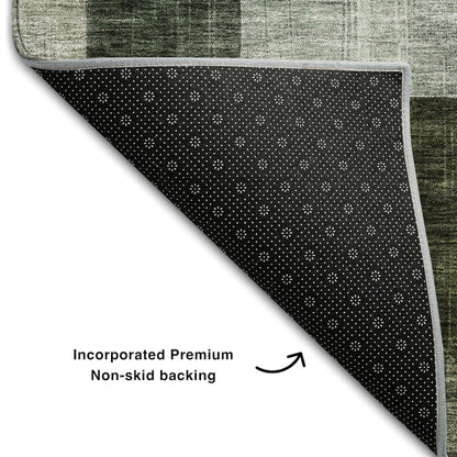 Premium Machine Washable Mayfield AMF1117 Olive 3' x 5' Rug