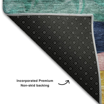 Premium Machine Washable Mayfield AMF1120 Green 3' x 5' Rug