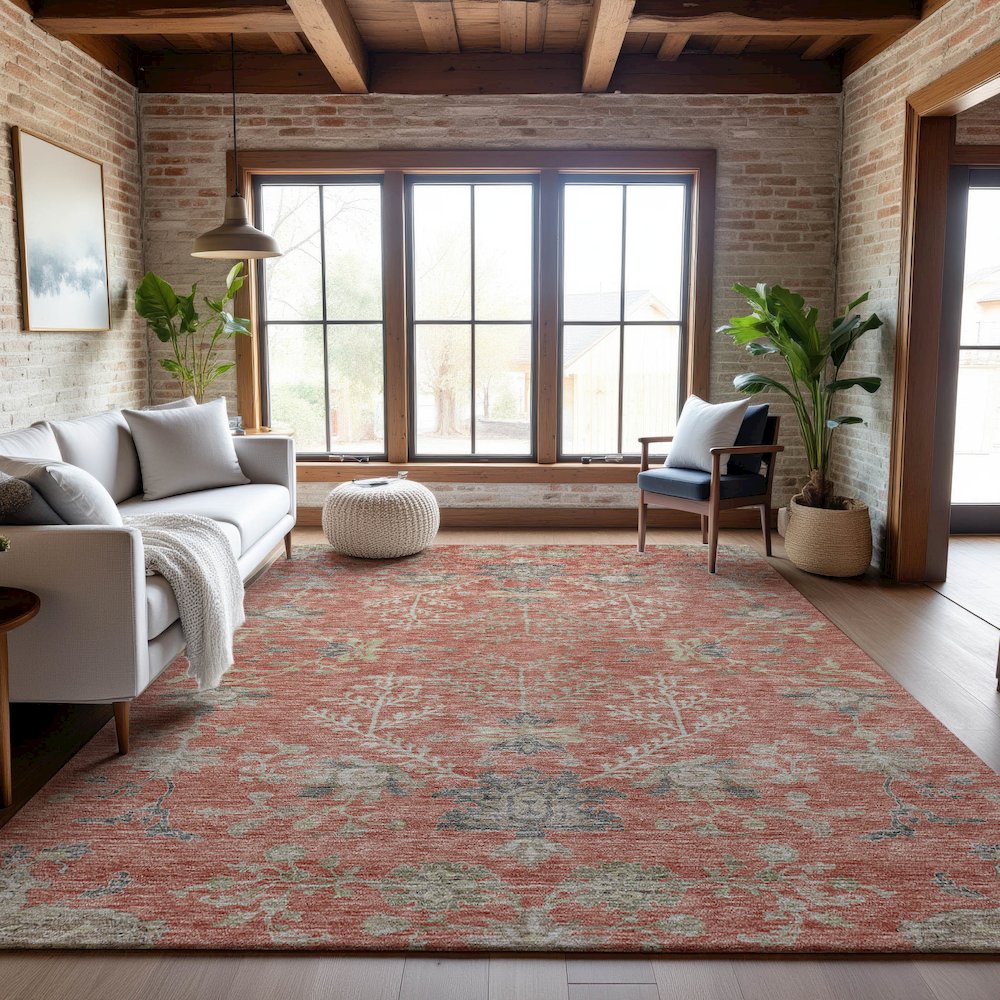 Premium Machine Washable Mayfield AMF1156 Coral 8' x 10' Rug