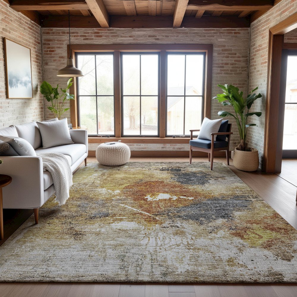 Premium Machine Washable Mayfield AMF1199 Taupe 8' x 10' Rug