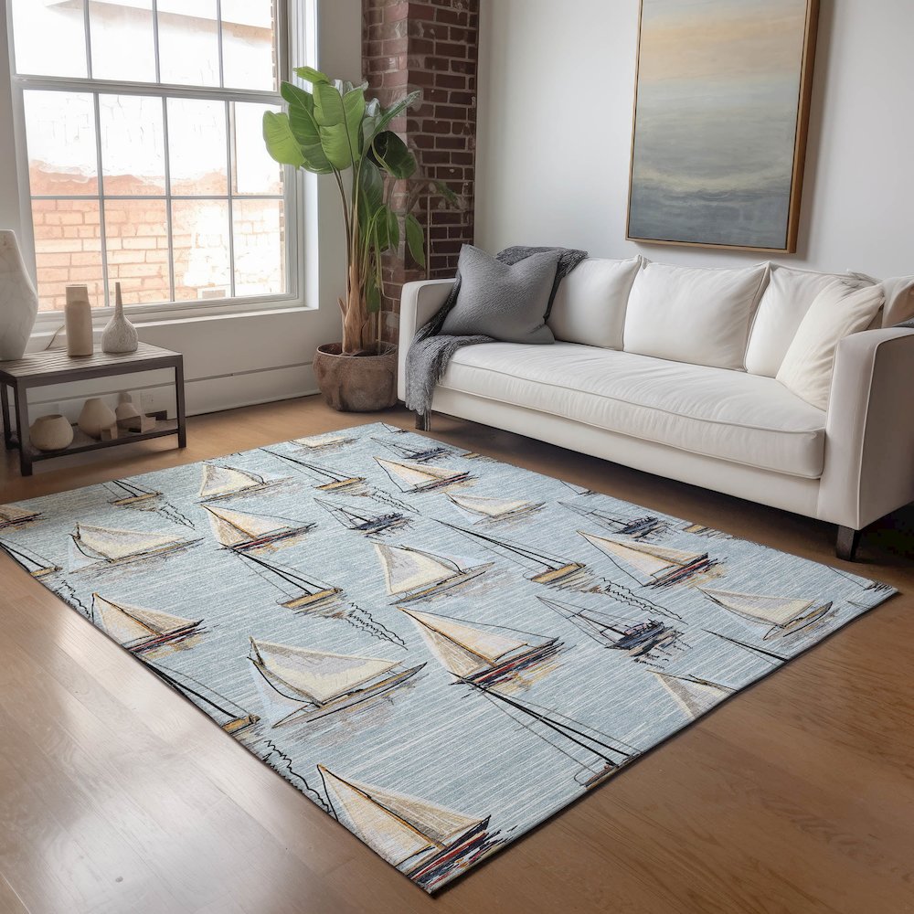 Premium Machine Washable Mayfield  Sky 8' x 10' Rug