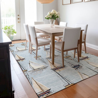 Premium Machine Washable Mayfield  Sky 8' x 10' Rug
