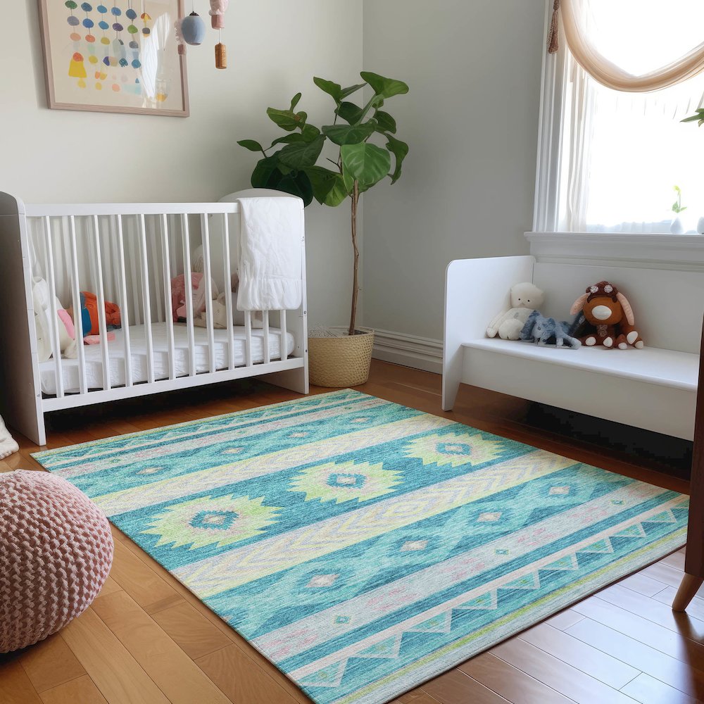 Premium Machine Washable Mayfield  Peacock 8' x 10' Rug