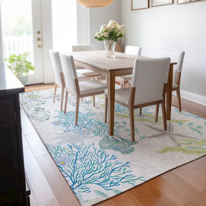 Premium Machine Washable Mayfield  Aqua 8' x 10' Rug