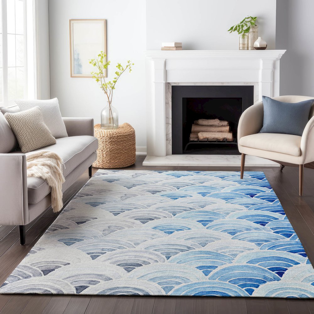 Premium Machine Washable Mayfield  Blue 8' x 10' Rug