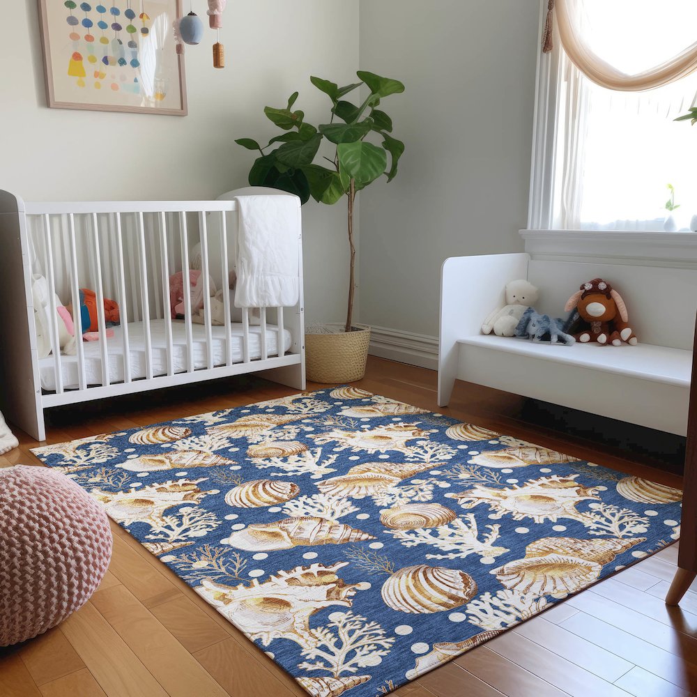 Premium Machine Washable Mayfield  Blue 8' x 10' Rug