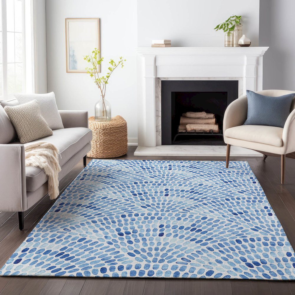 Premium Machine Washable Mayfield  Blue 8' x 10' Rug
