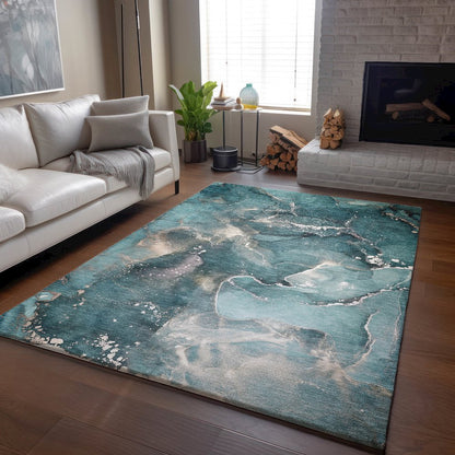 Premium Machine Washable Mayfield  Teal 8' x 10' Rug
