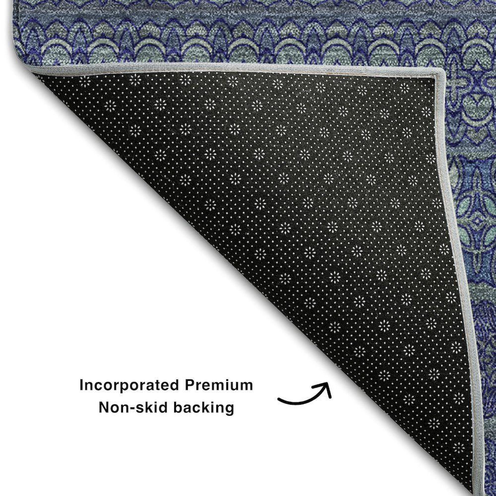 Premium Machine Washable Mayfield  Navy 3' x 5' Rug