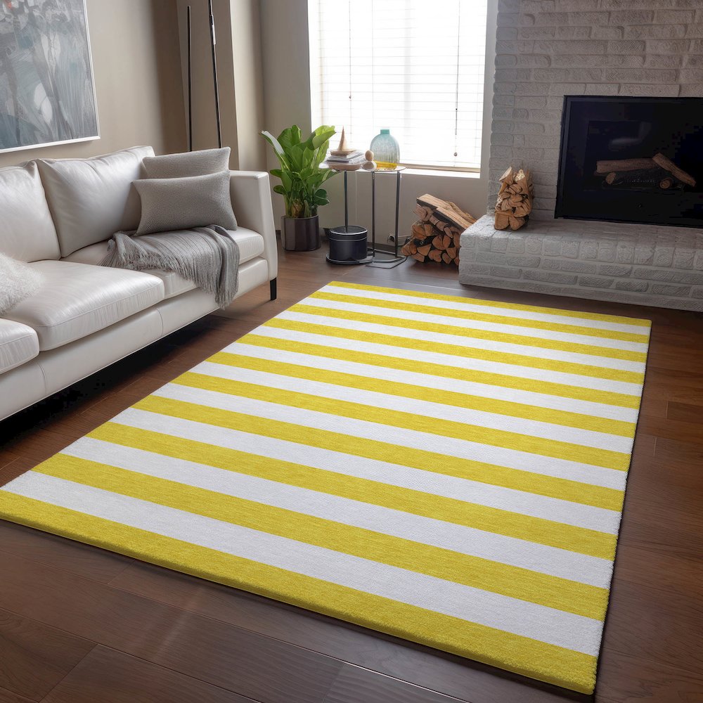 Premium Machine Washable Mayfield  Yellow 8' x 10' Rug