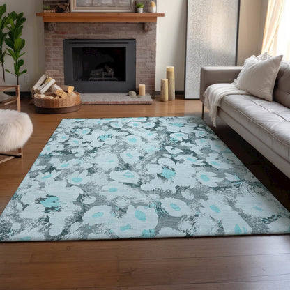 Premium Machine Washable Mayfield  Teal 8' x 10' Rug