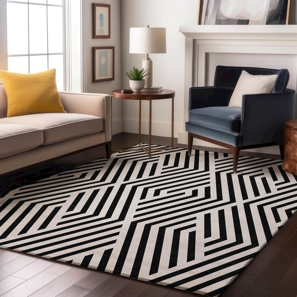 Premium Machine Washable Mayfield  Black 8' x 10' Rug