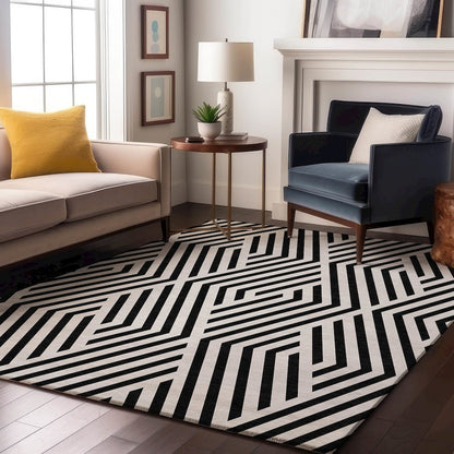 Premium Machine Washable Mayfield  Black 8' x 10' Rug
