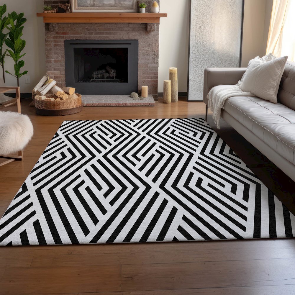 Premium Machine Washable Mayfield  Black 8' x 10' Rug