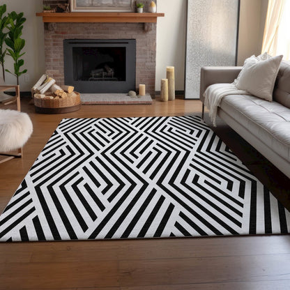 Premium Machine Washable Mayfield  Black 8' x 10' Rug