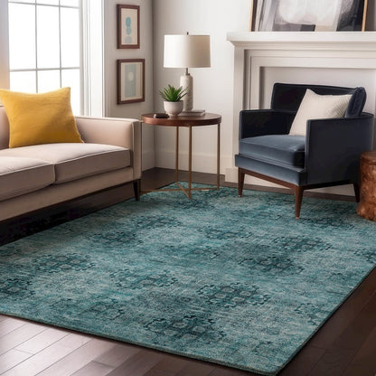 Premium Machine Washable Mayfield  Teal 8' x 10' Rug