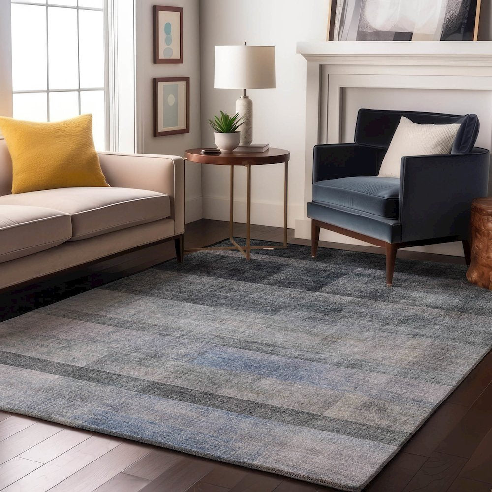 Premium Machine Washable Mayfield  Navy 8' x 10' Rug