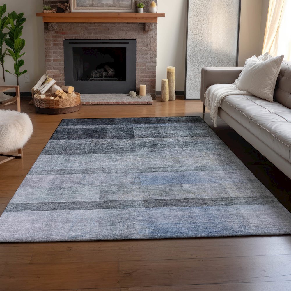 Premium Machine Washable Mayfield  Navy 8' x 10' Rug
