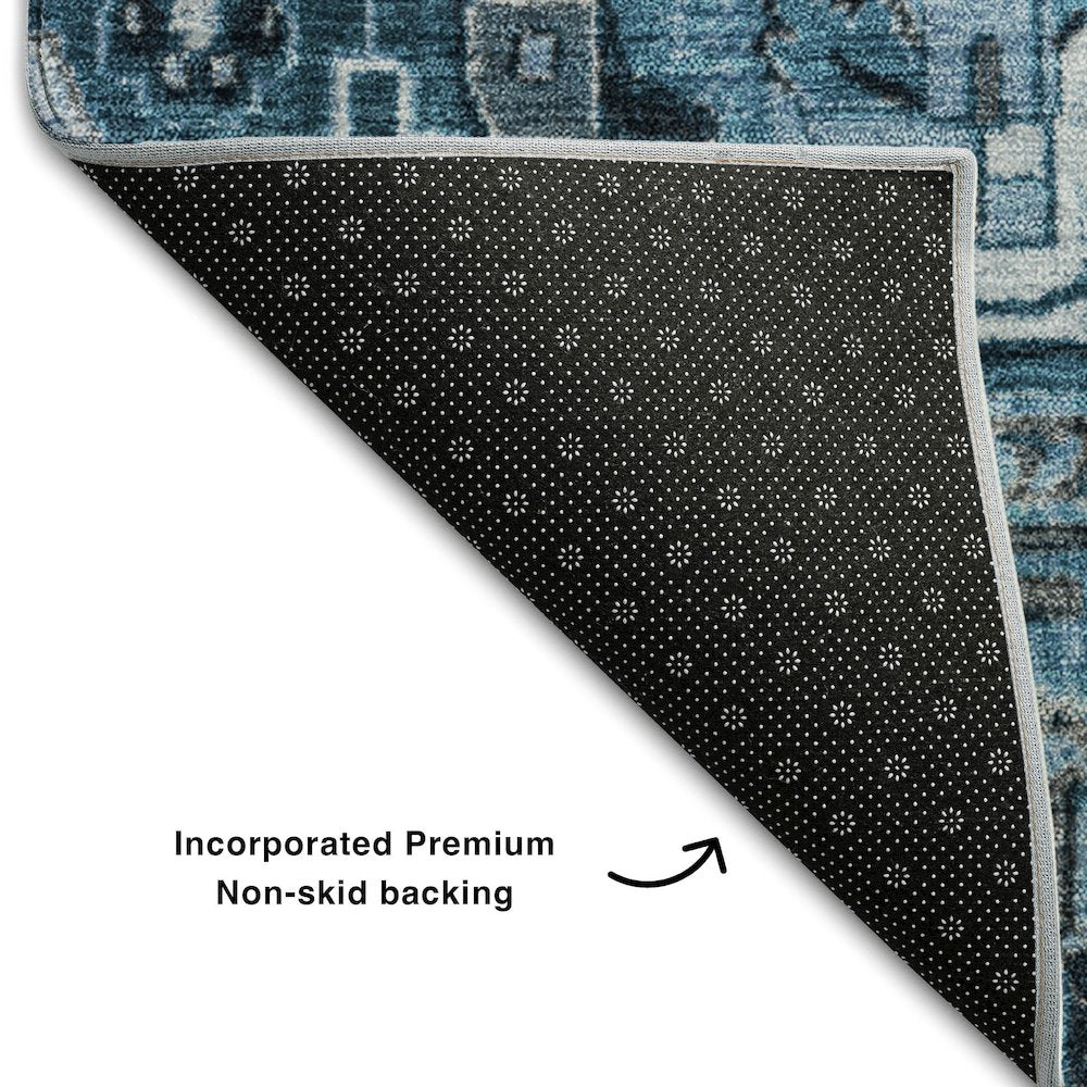Premium Machine Washable Mayfield  Blue 3' x 5' Rug