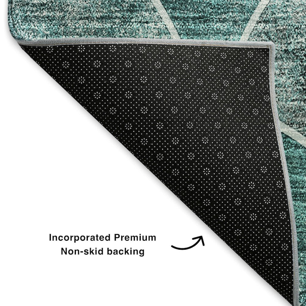 Premium Machine Washable Mayfield  Teal 3' x 5' Rug