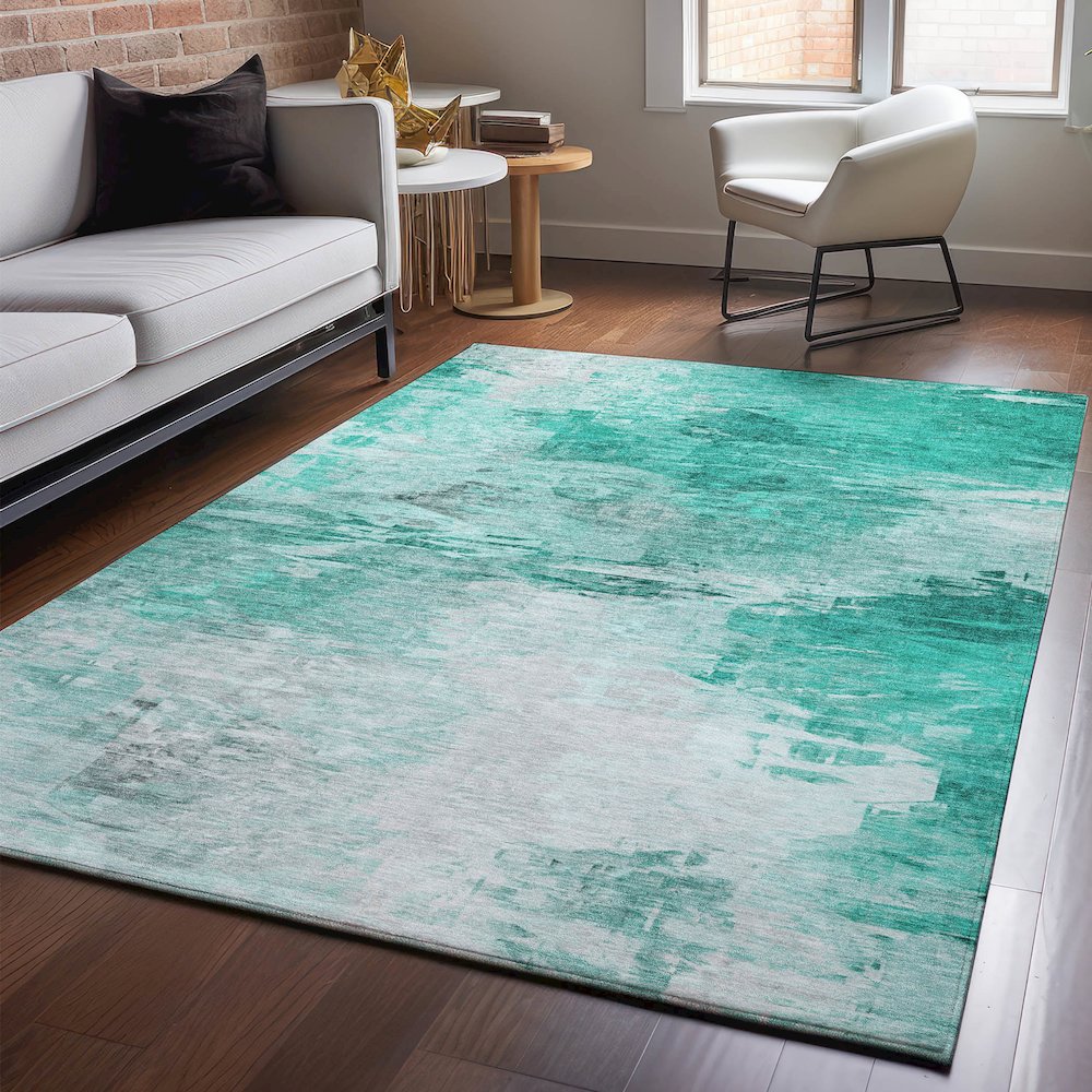 Premium Machine Washable Mayfield  Teal 8' x 10' Rug