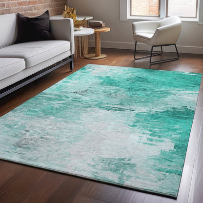 Premium Machine Washable Mayfield  Teal 8' x 10' Rug