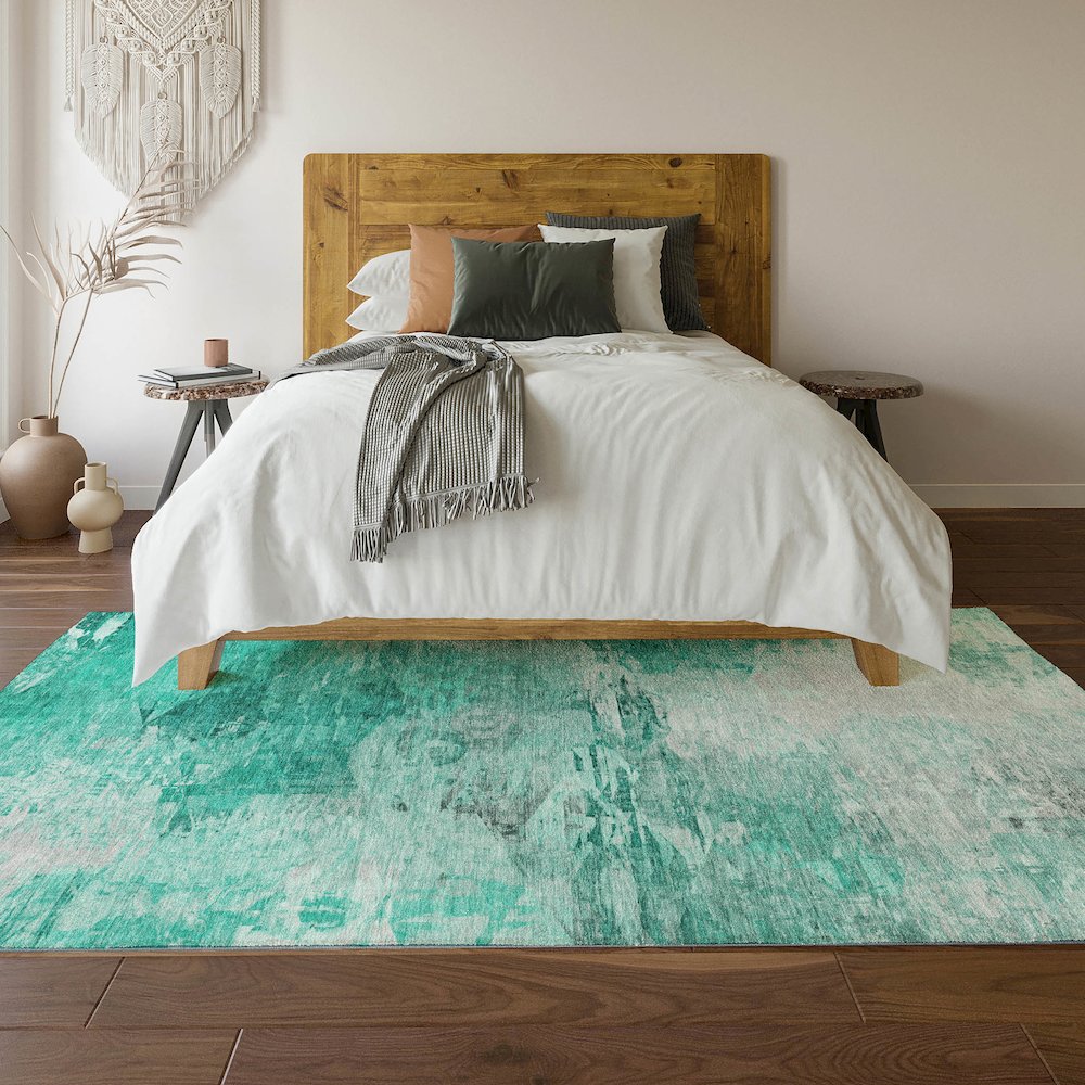 Premium Machine Washable Mayfield  Teal 8' x 10' Rug