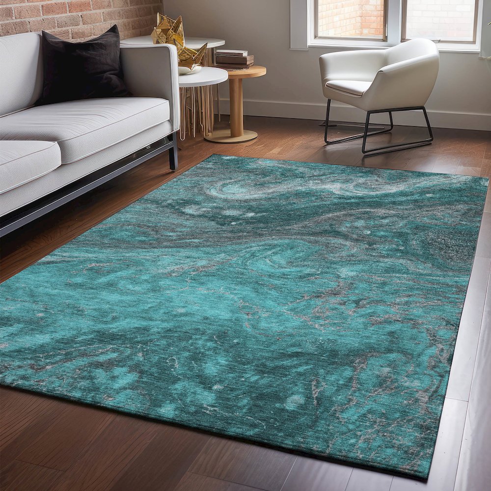 Premium Machine Washable Mayfield  Teal 8' x 10' Rug