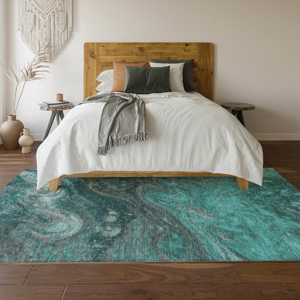 Premium Machine Washable Mayfield  Teal 8' x 10' Rug